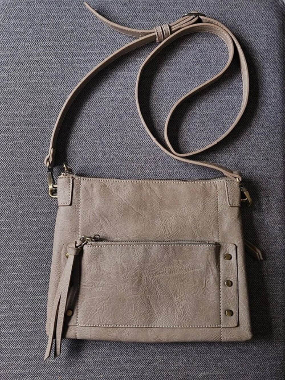Antik Kraft Taupe PU Vegan Leather Medium Shoulder Bag Purse